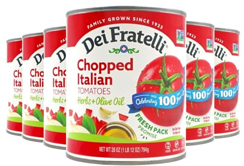 Dei Fratelli Chopped Italian Tomatoes with Herbs and Olive Oil - Vine-Ripened – Non GMO, Gluten-Free (28 oz. Cans, 6 pack)