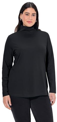 Ulla Popken Shirtrolli Basic, Camiseta Cuello Alto para Mujer, Negro (Schwarz 10), 44-46
