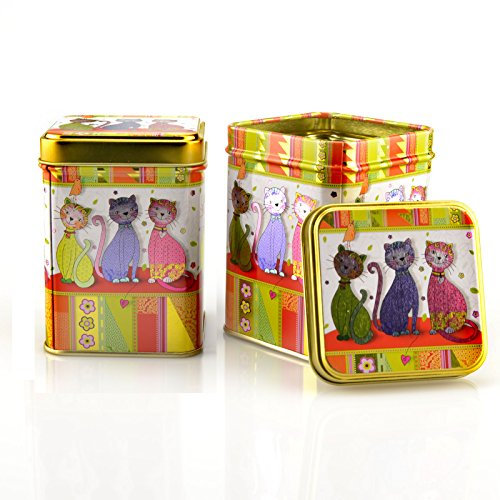 'Lata de té Set 2 x 100 g Gatos té latas EVI Tarro Lata para café té diseño de gatos
