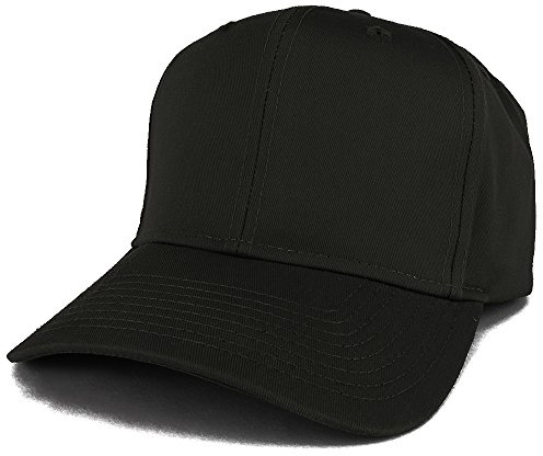 Armycrew XXL Oversize High Crown Adjustable Plain Solid Baseball Cap - Black