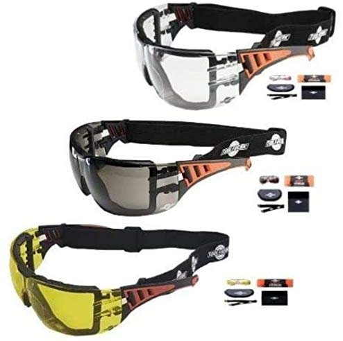 ToolFreak -Rip Out Sicherheitsbrille mit Rahmen und Linse, stoßfest, Schaumstoffpolsterung, Sport-Stil, Unisex, RC-RY-RS