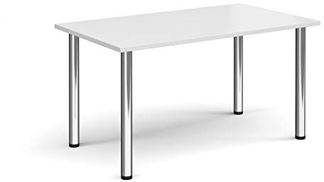 Mr Office Rectangular radial leg meeting table - chrome legs, White, 1400