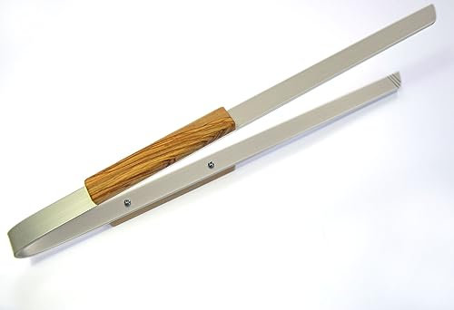 D.O.M.® Big Daddy - Pinzas para barbacoa (50 cm, aluminio con mangos de madera de olivo, sin grabado)