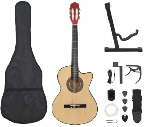 vidaXL Gitarr 12 delar med EQ-pedal 6 och strängar western