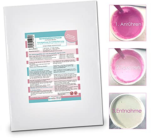 bambelina® Abformmasse 450g mit Farbindikator, Alginat für 3D Abdrücke, für Handabdruck, Fußabdruck oder Abdrücke von nichtsaugenden Gegenständen. Bestens geeignet für Babys Haut