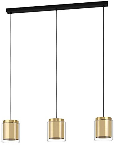 EGLO 99654 Hängeleuchte LAGUNITAS schwarz, messing, gold klar L:91 B:15 H:110cm dimmbar