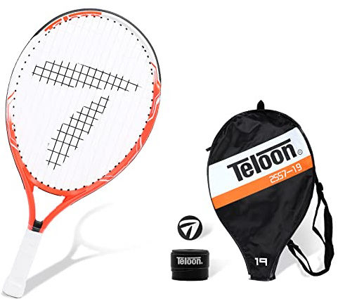 Teloon Kids Tennis Racket, 19-25 Inch Youth Tennis Racquet with Cover, Junior Tennis Racquet for Kids Children Boys Girls Age 3-12. (Orange, 19)