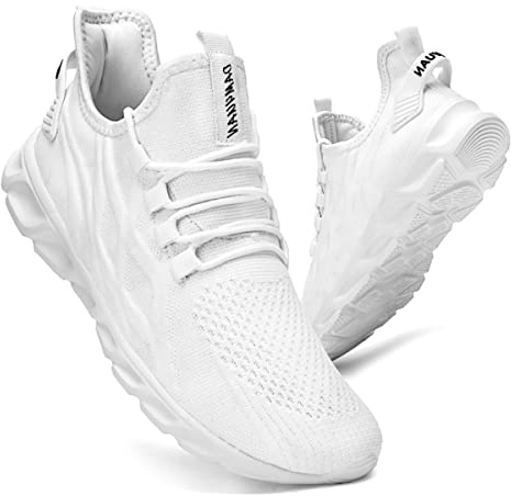 CAIQDM Basket Homme Chaussure Modae Running Sneakers Casual Marche Sport Basquettes Outdoor Gym Fitness Respirante Course Chaussures Blanc 40 EU