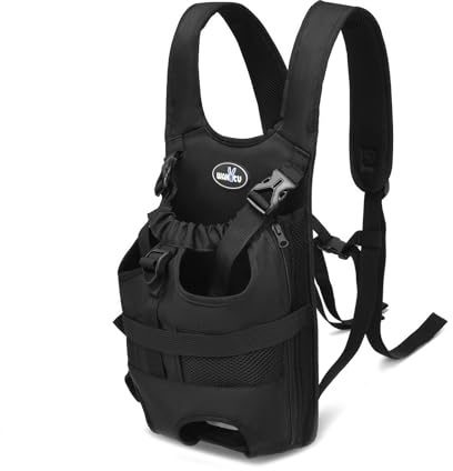Wakytu Pet Front Dog Carrier Backpacks, Adjustable Dog Backpack Carrier, Comfortable Shoulder Straps, Soft Sponge Cushion, Designed to Fit Pets, S Size, 2-7LB