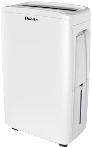 Wood's MDX14 Dehumidifier 10L - Low Energy Moisture Remover with 4 Operation Modes, Programmable Hydrostat, Timer and Hose Draining Option - Ideal for Rooms up to 30 sq m