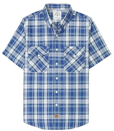 Dubinik® Camicia bambù Camicia Uomo Maniche Corte Regular Fit Casual Quadri Taschino Traspirante Camicia Maniche Corte Uomo