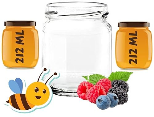 48 Vasetti piccoli Vasi Barattoli vetro 212 ml Std con Tappi - Vasetti per marmellate confetture e segnaposto - Tappi idonei alla bollitura T.O. 63 MM