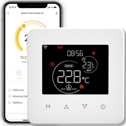 MOES Smart WiFi Thermostat Water/Gas Boilers Heating, Schedule and Remote Control, Hub-Free, Compatible with Amazon Alexa, Neutral Line Required, Touch Panel