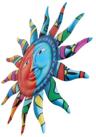 MAGICLULU 1Pezzi Decorazione Murale Sole Giardino Appeso Murale Luminosa per Esterni Adornamento per Spazi Moderni