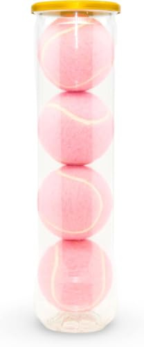 Price of Bath Coloured Tennis Balls (1 Tube of 4 Balls) | Type 2 ITF Standard | Made in UK | Perfect for Court Play, Training, or Dog Games! | Pick From Any Colour | (Pastel Pink)