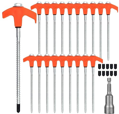 20x Zeltheringe, Zeltheringe Sturmsicher, Schraubheringe Camping, Zelt Heringe Stark Heringe Erdnägel Stabil für Harten Boden,Wald, Wiesen, Gras