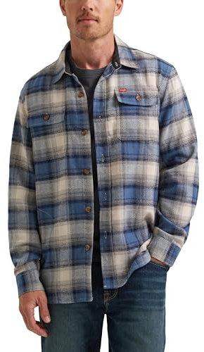 Wrangler Authentics Men's Long Sleeve Flannel Shirt Jacket, Bering Sea Plaid, S