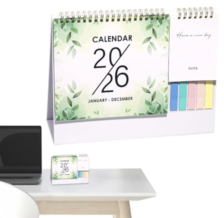 Skrivbordskalender | Gen-dec 2026 skrivbordskalender – 12 månaders månadskalender med tjockt lås och uppgiftslista, tillbehör för hemmakontor