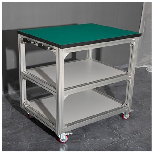 NQNFWCRJ Tavolo da Lavoro Antistatico in Lega di Alluminio a 3 Livelli Carrello con Ruote per Riparazioni in Fabbriche Elettroniche Tavolo da Laboratorio Mobile