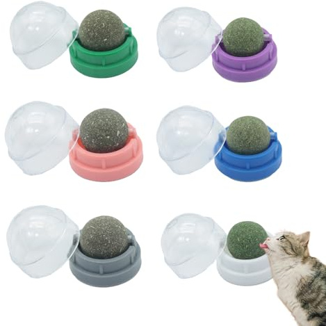 ZHAOCAI Bola de menta para gatos, 6 unidades, con hierba de gato, juguete interactivo natural, para el cuidado dental y la diversión, ideal para gatos domésticos