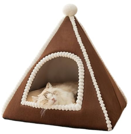 Cama de casa para Gatos, Cama Cerrada para Perros con Techo, cálido de Seguridad, casa de campaña acogedora para Mascotas, para otoño e Invierno, Raza pequeña, Cachorro de Raza Mediana al Aire