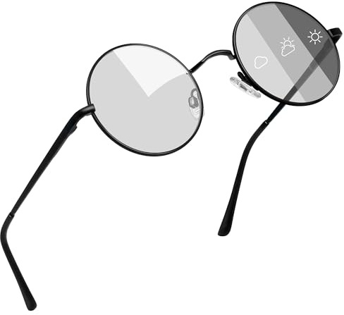 Joopin Occhiali da Sole Uomo Donna Rotondi Polarizzati Protezione UV400 Retro Vintage Metallo Piccoli Tondi Fotocromatici Occhiali da Sole (Grigio)