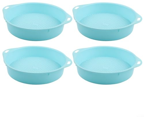 Upluxmira 4 tamices de tierra de jardín con agujeros de 3 mm, tamiz de compostaje de polipropileno y bonsái, pantalla de malla de filtrado ligero, balcón, oficina, jardinería, azul rosa (azul)