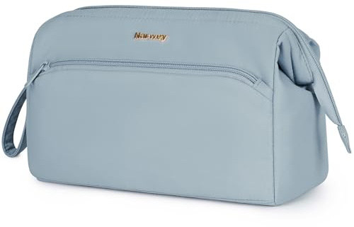 Narwey Large Makeup Bag, Travel Toiletry Bag, Wide-Open Wash Bag for Women | Portable Washbag with Practical Pockets, Well-organized Cosmetic Organizer for Travel Size Essentials, Vibrant Colors, Gift