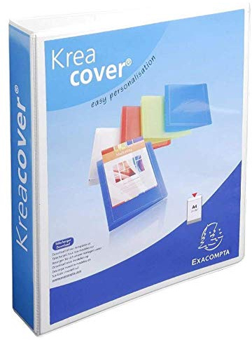 Exacompta 51844E 10er Pack Präsentationsringbuch KreaCover DIN A4 aus starkem Karton 4 D Ringe 75mm breit Weiß ideal für Schule und Büro Ringhefter Ringordner Ringbuchordner