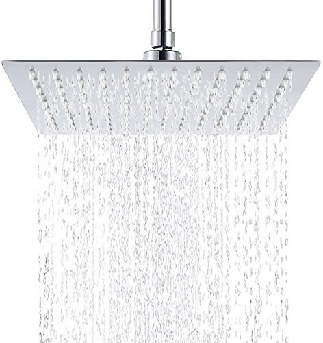 Hiendure®8 x 8 Zoll Quadratische Luxus Regendusche Einbauduschköpfe Edelstahl Duschkopf aus Edelstahl Spiegeleffekt Hochglänzend