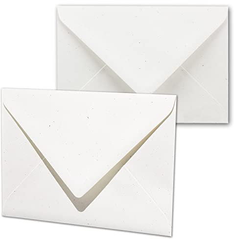 ARTOZ 50 x Briefumschläge DIN B6 - Farbe: birch (weiß/cremeweiss) - 12,5 x 17,8 cm - mit Nassklebung und Gummierung - Serie Greenline