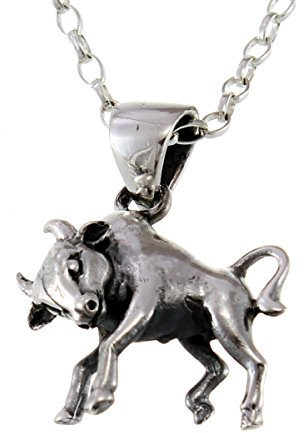 Alexander Castle Sterling Silver Taurus (The Bull) Zodiac Star Sign Pendant Necklace & 18 Chain