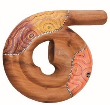 Didgeridoo, Didghorn Mahagoni Wood, Spiral 12 diameter (Painted Yellow)