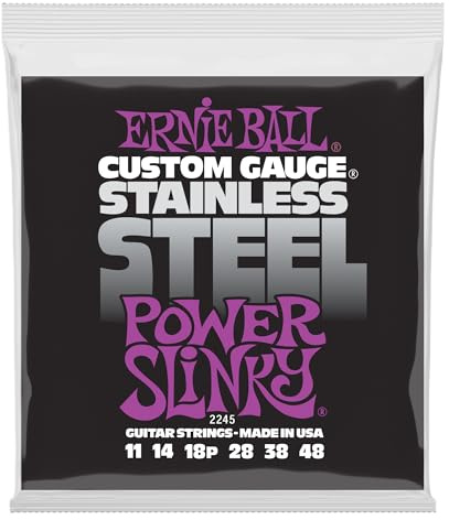 Ernie Ball Power Slinky Stainless Steel Wound Electric Guitar Strings - 11-48 Gauge