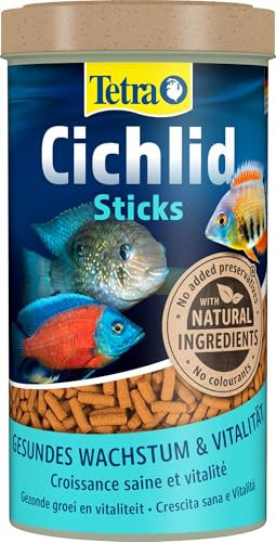 Tetra Cichlid Sticks – fiskfoder för alla cilider och andra stora prydnadsfiskar, flytande foderpinnar, 500 ml burk