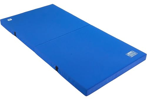 We Sell Mats 4 Inch Thick Bifolding Gymnastics Crash Landing Mat Pad, Safety for Tumbling, Back Handspring Training and Cheerleading, 4 ft x 8 ft, Blue