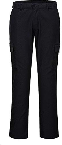 Portwest Pantalón Stretch Slim Combat, Tamaño: 32, Color: Negro, S231BKR32