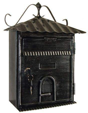 CASSETTA POSTALE FERRO battuto per ESTERNO posta giardino NERO antichizzato