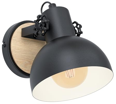 EGLO Vägglampa Lubenham, 1-lågig vintage vägglampa i industristil