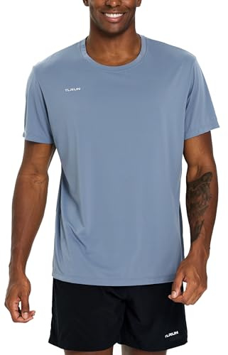 TLRUN Men's Ultra Lightweight Running Shirts Dry Fit Marathon Top Tee Cool Short Sleeve Athletic T-Shirts(Medium, Gray)