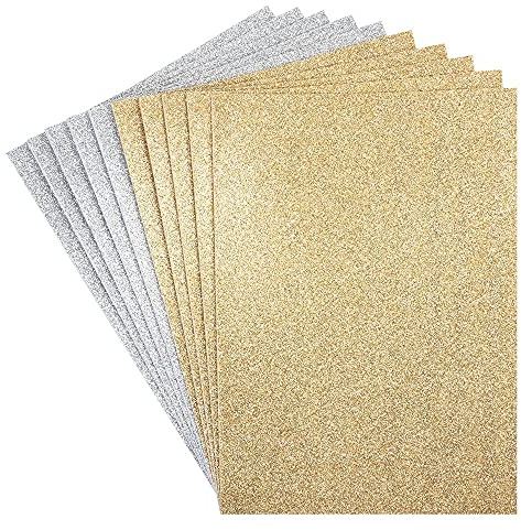 Piastre in gomma espansa con glitter | DIN A4 | 2 mm | 10 fogli | Schiuma per bricolage | Ideale per bricolage (argento)