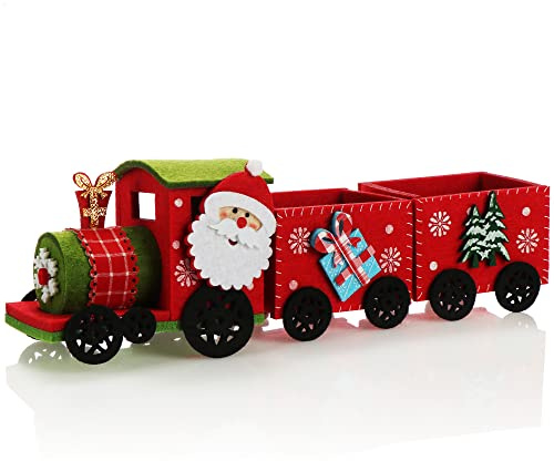 com-four® Tren navideño de Fieltro - Tren navideño Decorativo con Colgantes - Decoraciones de Mesa navideñas - Tren Decorativo (Filz Rot)