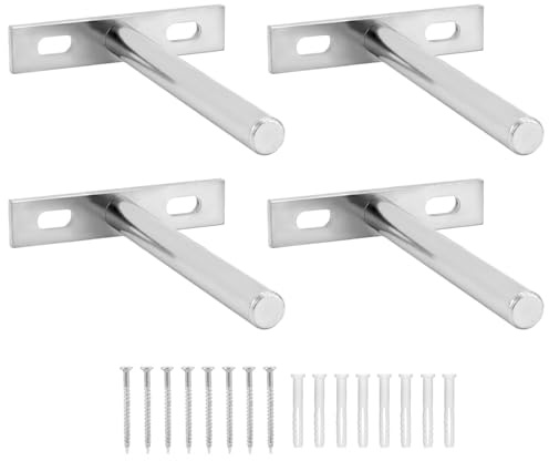 QWORK 4 Piezas Soportes de Estantería Flotante Invisible 100mm Soporte Baldas Pared con Tornillos para Estanterías y Decoraciones de Pared