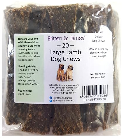 20 Lamb Deluxe Dog Chews by Britten and James, 100% Natural and Grain Free