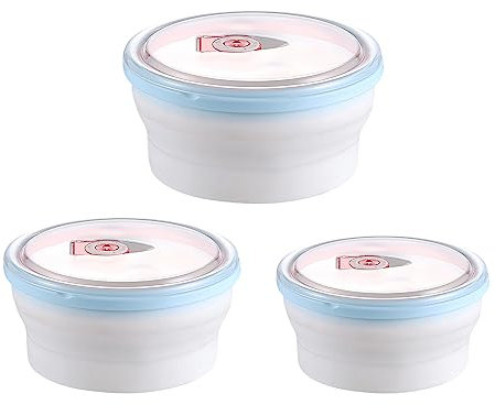 Sporgo 3 Set Mikrowellengeschirr: Frischhaltedosen mit Deckel und Dampfregelventil Vorratsdosen mit Deckel Meal Prep Boxen Salatschüssel Kieselgel Aufschnittboxen für Kühlschrank BPA-Frei (Blau)