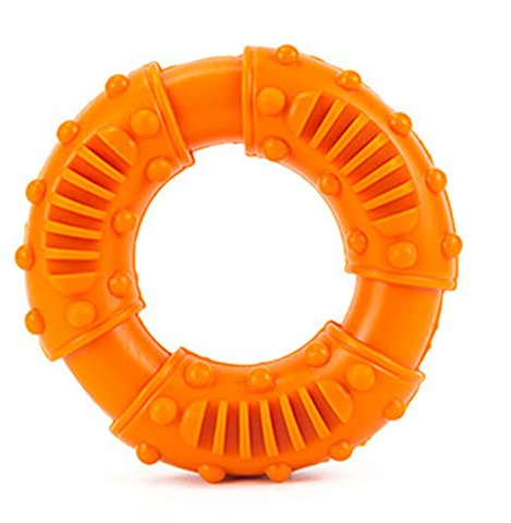 Dog Teething Ring Dog Chew Toy, Donut Teeth Cleaning Toy for Aggressive Chewers, Rubber Lightweight Throwing Catching Flying Burr Ring Dog Tugs Toy Interactive Dog Toys Tug Toys for Puppy Dog(orange)