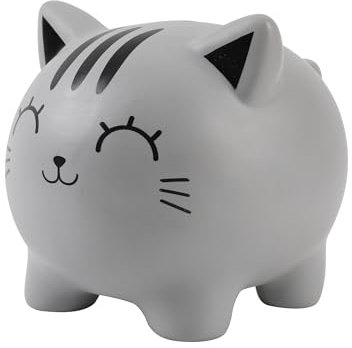 I-TOTAL® - Lustige dekorative Spardose/Münzfach aus robustem Kunststoff (Grey Cat)