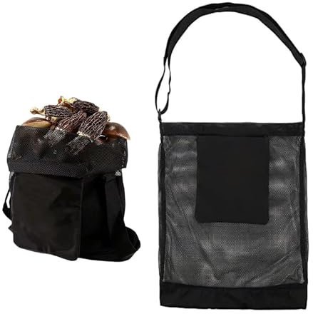 MEISO Pilz Jagdtasche, Obstpflücktasche, Pilzfutterbeutel Jagdnetzbeutel, Ernte Pilzkorb, Netzfuttertasche, Sammelbeutel, Faltbare Netztasche mit Großem Fassungsvermögen, für Camping Reisen Wandern
