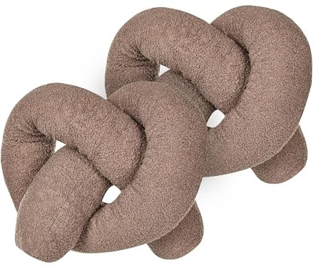 Knotenkissen 2er Set mit Füllung Teddy-Optik Webpelz braun Bretzel Gladiolus