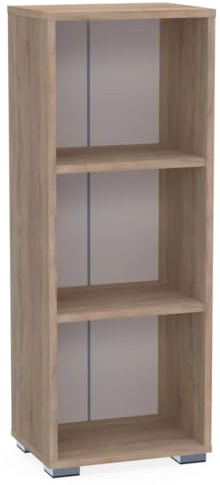 Bracia Mebelek Regal Sonoma Eiche 40 cm Breit - Bücherregal Holz Schmal – Büromöbel 40x30x106cm – Bücherschrank 3 Fächer – Büro Ordnerregal
